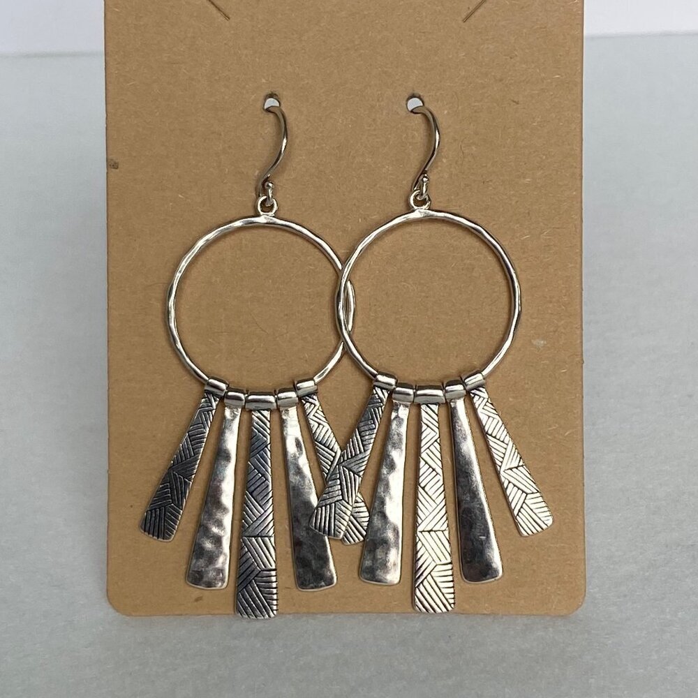 Silpada Sterling Silver 925 "Nod To Mod" Chandelier Hammered Dangle Earrings - Picture 12 of 16